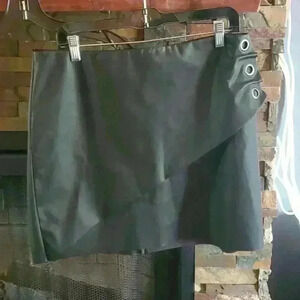 Grommet leather mini skirt